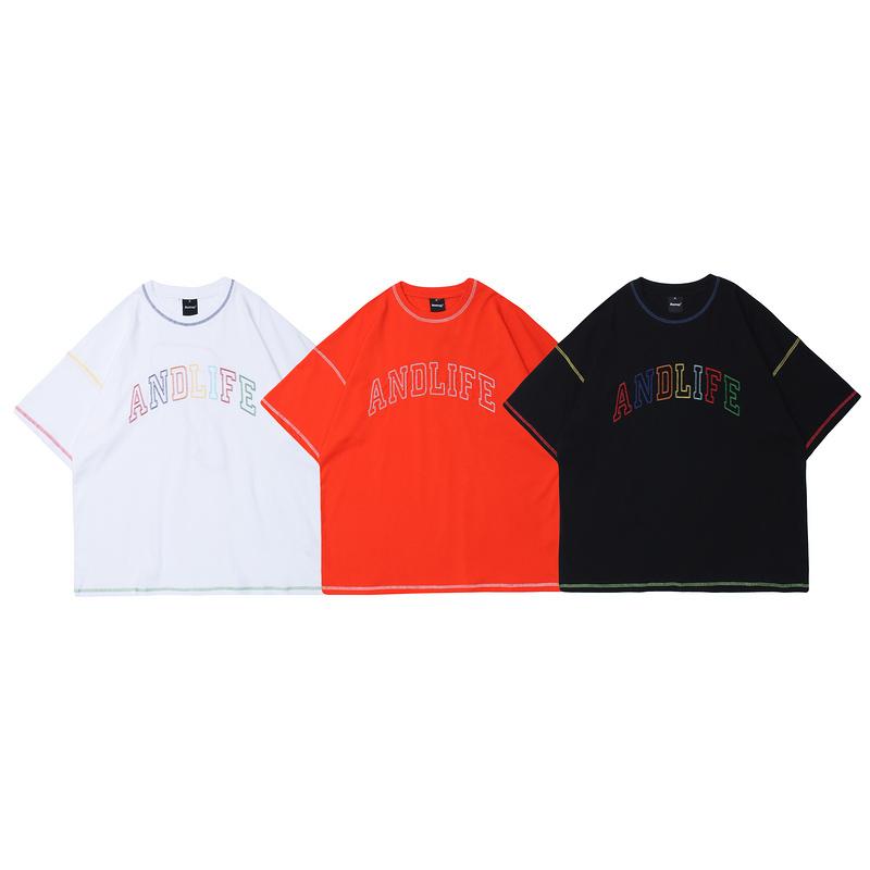 

Men's T-Shirts Top Quality Letter Embroidery Tee Men Women Couple Cotton T-shirt Hip Hop High Street Casual Oversize Beach T Shirt, Black