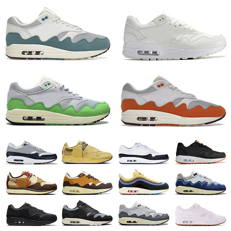 

2022 New Arrival Patta Waves 1 87 Mens Womens Running Shoes Designer White Gum Wolf Grey Black University Blue Golden Brown Sports Sneakers Trainers Runner, B12 white gum 36-45