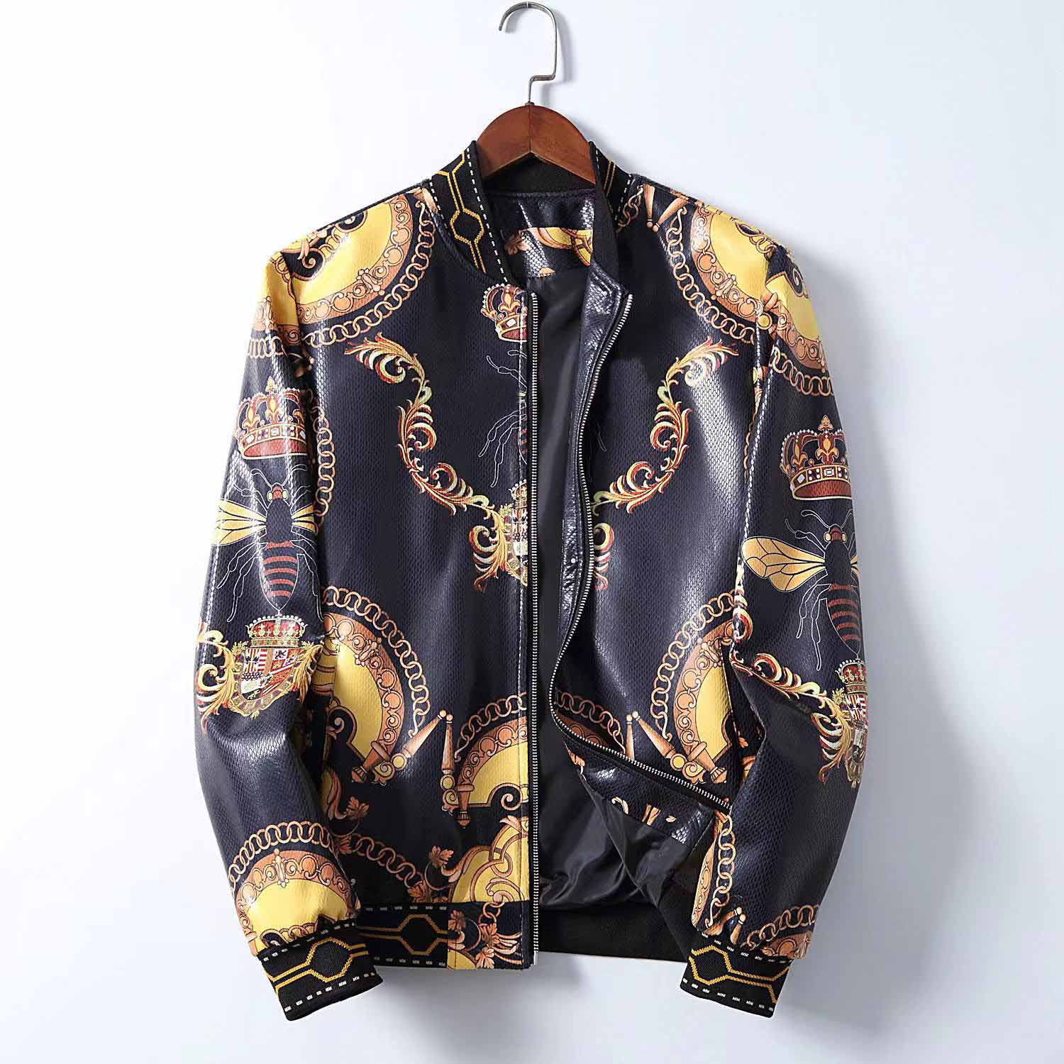 

Fashion Jacket Windbreaker Long Sleeve Mens Jackets Hoodie Clothing Zipper with Animal Letter Pattern Plus Size Clothes M, Multi