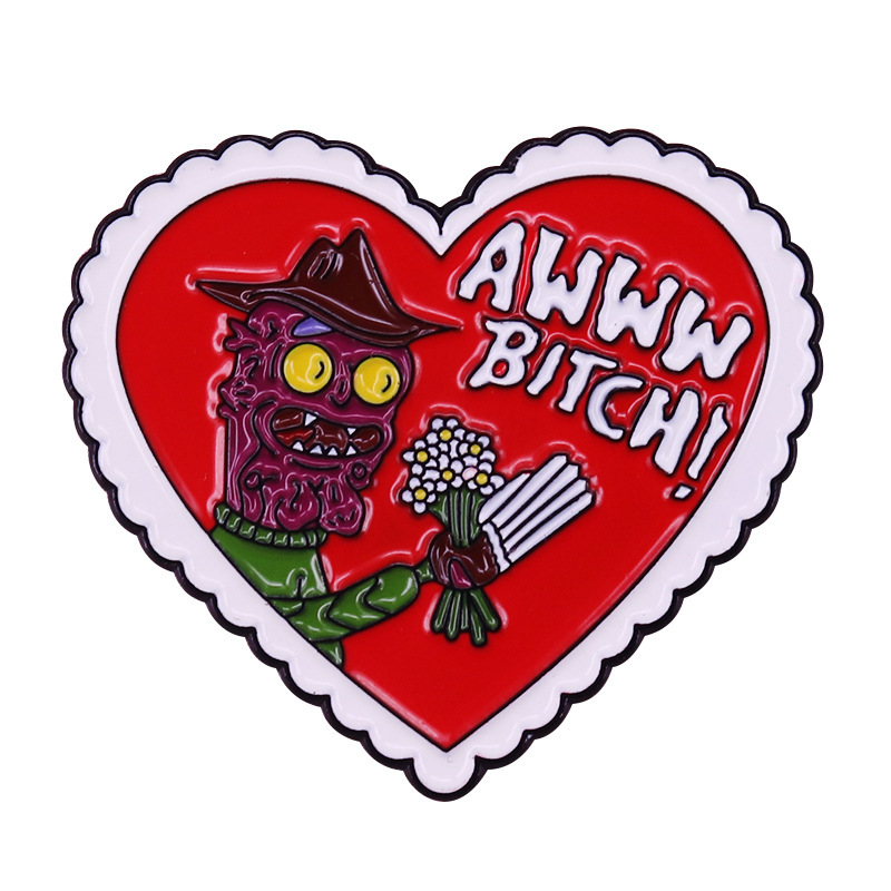 

Rick Cartoon Scary Terry Enamel Pin Dream Killer Heart Brooch, As picture