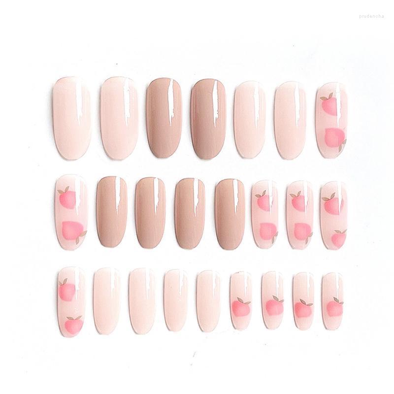 

False Nails 24pcs Peach Pink Wear Long Paragraph Fashion Manicure Patch Save Time Wearable Nail SANA889 Prud22, As show