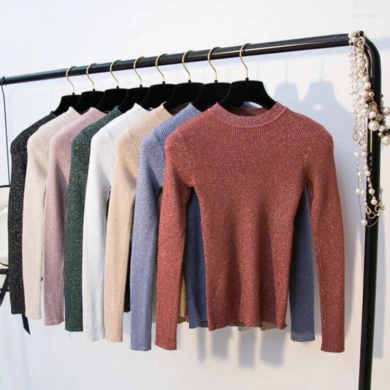 

Women's Sweaters 2022 Sweater For Women Korean Version Long Sleeve Round Neck Warm Knitting Bright Line Sexy Slim Shirt ZLM135 Perf22, Light gray