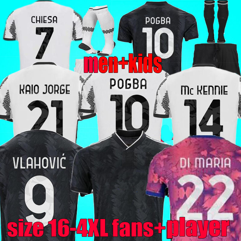 

2022 2022 VLAHOVIC POGBA soccer jersey CHIESA DI MARIA 22 23 Men Kids Kits ARTHUR uniform, Away adult