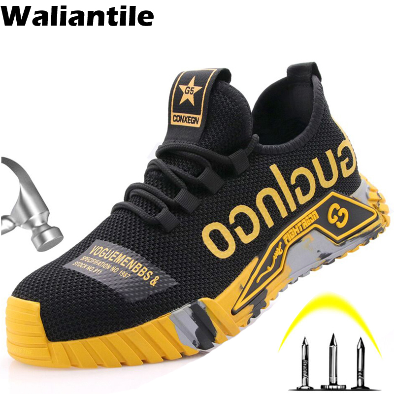 

Waliantile Safety Shoes For Men Outdoor Anti-smashing Construction Work Shoes Boots Puncture Proof Indestructible Safety Sneaker 220616, Orange