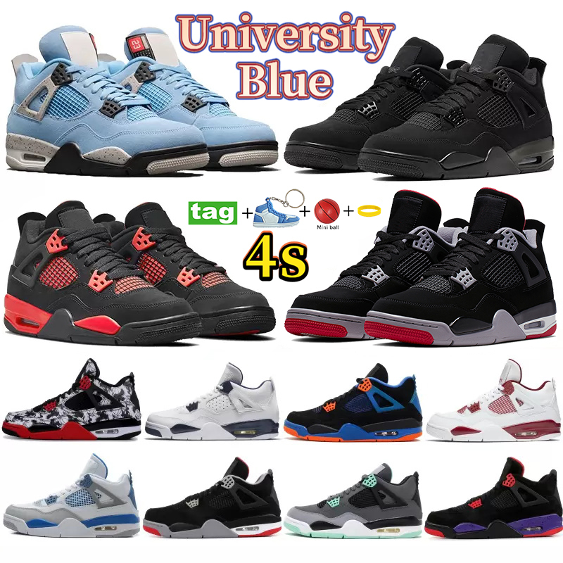 

University Blue Mens 4s 4 women basketball shoes Black Cat Fire Red Thunder Bred Tour Yellow Pine green Neon Paris Manila sneakers Thunder, #20-tattoo