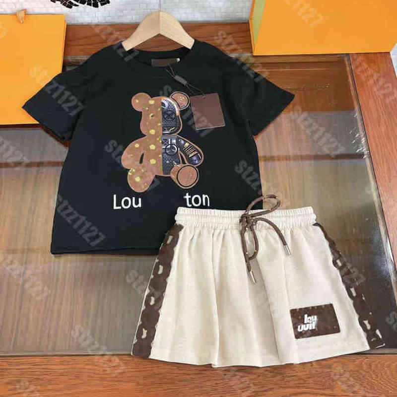 

Designer brother sister outfit t shirt shorts sets fashion baby clothes girls cotton tees skirt set logo print louisclothes brand tracksuit 5A kids clothing a1, 39