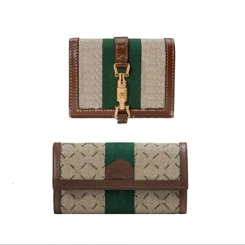 

Mens High Quality Wallets Womens Fashion Double G Designer Pocket Interior Slot Coin Purse Green Red Stripe Print Leather, Box