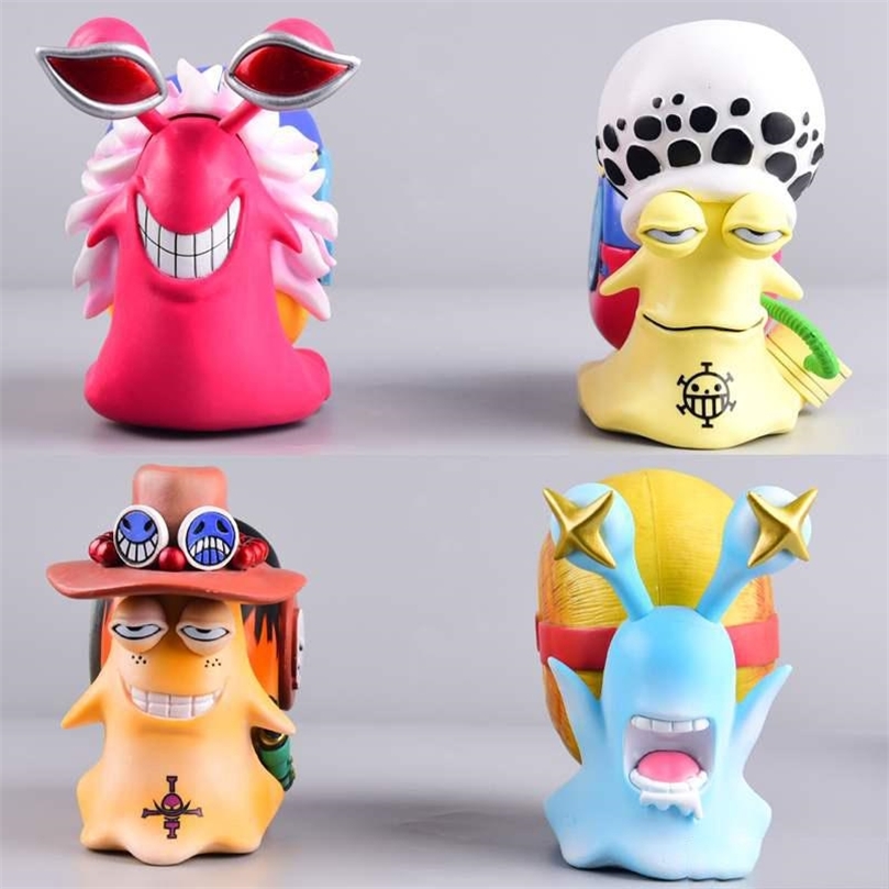 

2pcs/set Anime Zoro Luffy Ace Sanji Law Doflamingo Den Mushi PVC Action Figure Collectible Model Toy 220426