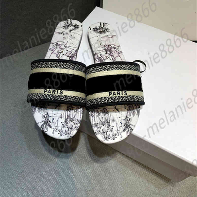 

Fashion Designer Women Slipper Paris Embroidered Sandals Dazzle d Way Slippers Womens Beach Slide Scuffs Summer Leather Striped Ladies shoes, Tdor43