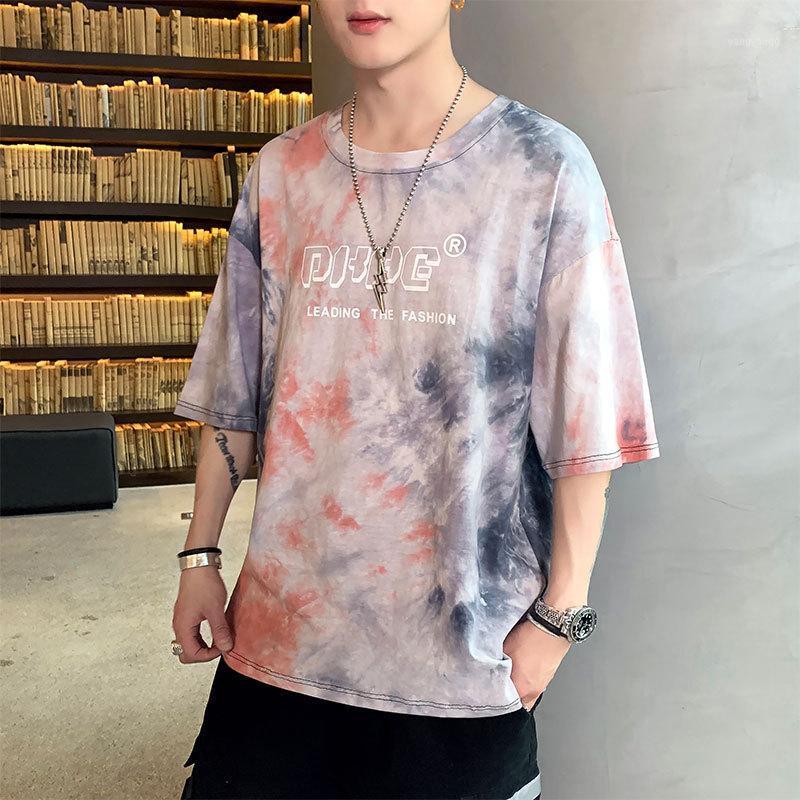 

Men's Casual Shirts 2022 Tie Dyed T-shirt Short Sleeve Summer Cotton Loose And Thin, Glacial age