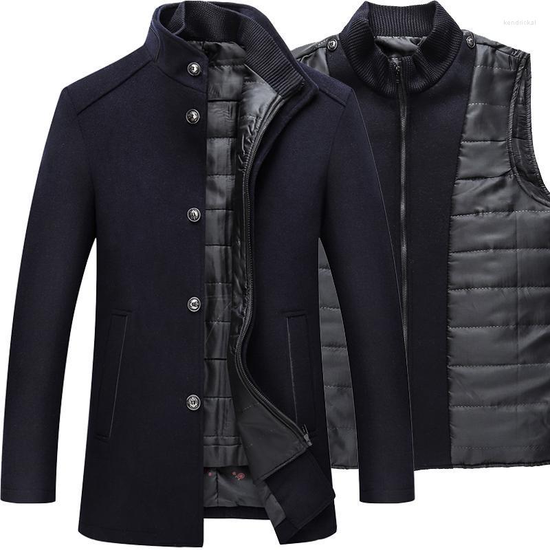 

Men's Wool & Blends Men Jacket Cotton Casual Solid Coat For Clothing 2022 Fashion Suit Winter Vest Thickening Middle Aged Man Woolen Kend22, Gray