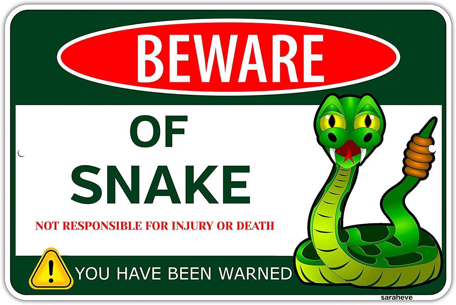EYKV Beware of Snake Metal Tin Sign Funny Gifts for Lovers Tank Accessories Ball Python, Cave Cage Habitat-image-762489405