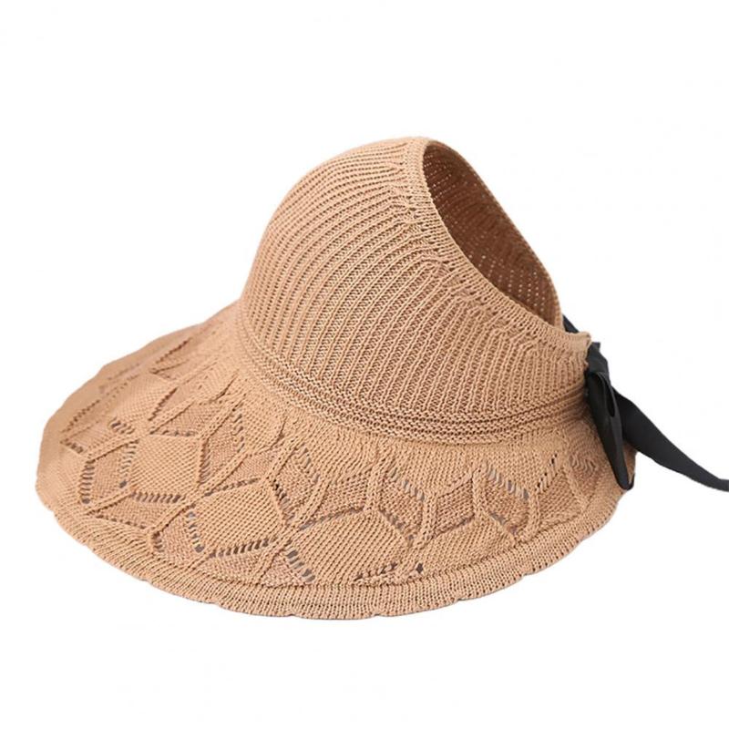 

Visors Beautiful Wide Brim Ribbon Bow Women Beach Hat Pography Prop Comfortable WearVisors, Khaki