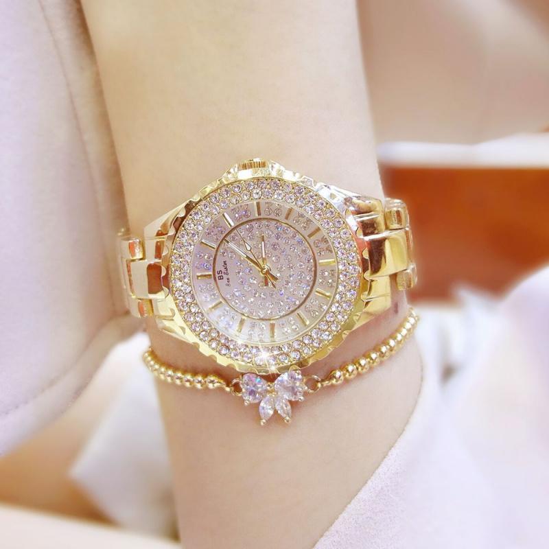 

Wristwatches Diamond Quartz Ladies Wrist Watches Stainless Steel Women Gold Clock Female Watch Relogio Feminino