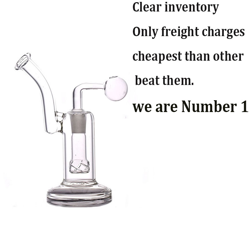 

18mm Joint Bubbler Glass Bong Smoking Water Sidecar Percolator Water Smoking Pipe Handmade Two Functions with Glass Oil Burner Pipes 1pcs