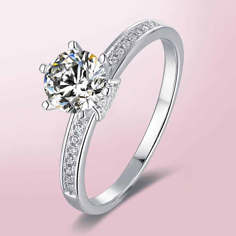 

Cluster Rings Gorgeous 925 Silver Moissanite Ring Round Excellent Cut 6 Luxury Engagement Anniversary GiftCluster ClusterCluster