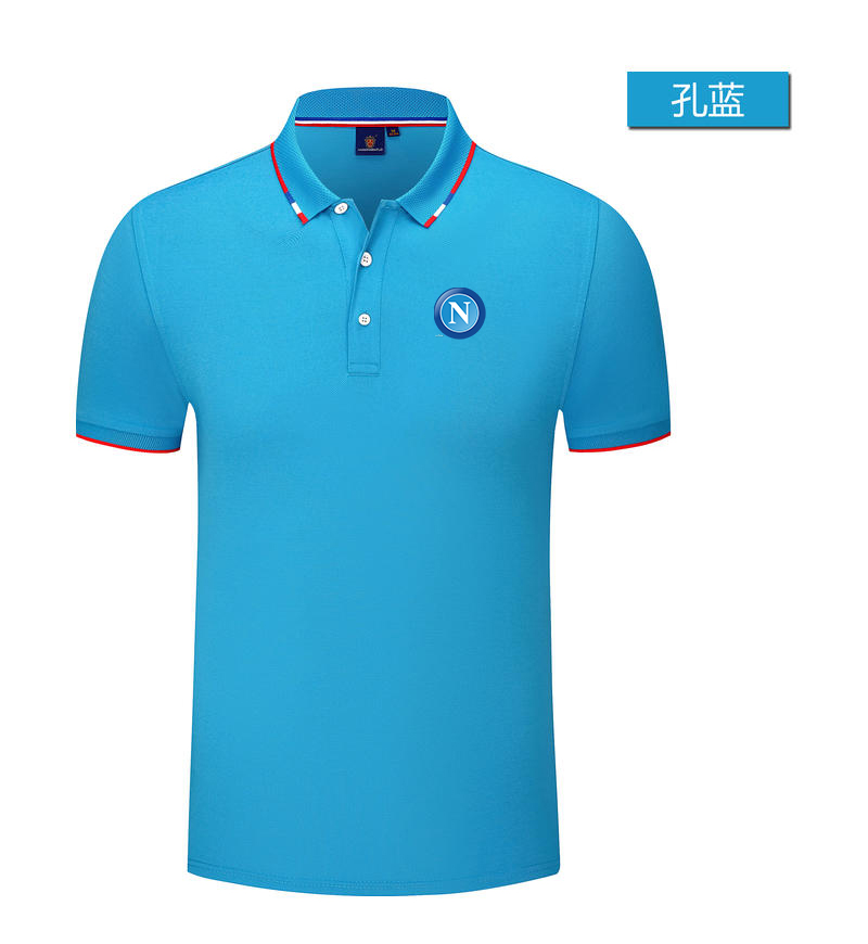 

S.S.C. Napoli Men's and women's POLO shirt silk brocade short sleeve sports lapel T-shirt LOGO can be customized, No 13