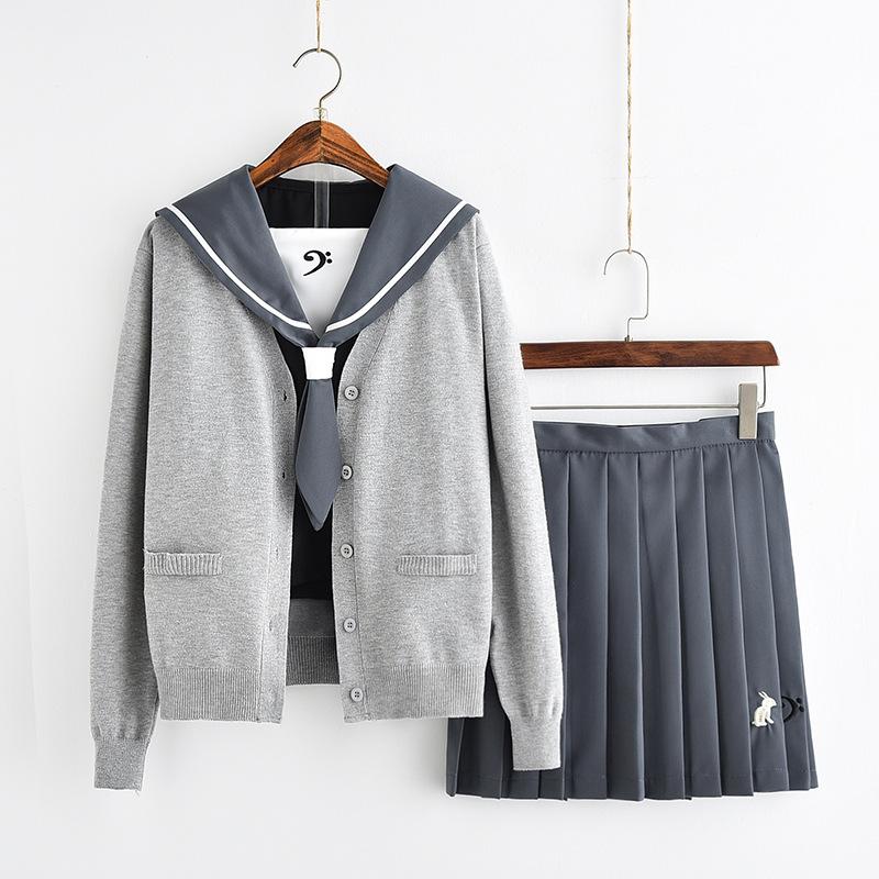 

Clothing Sets Women Students Girl High School JK Uniform Set Suit Japan Preppy Style Cute Kawaii Sailor Costume ClothesClothing ClothingClot, Grey skirt