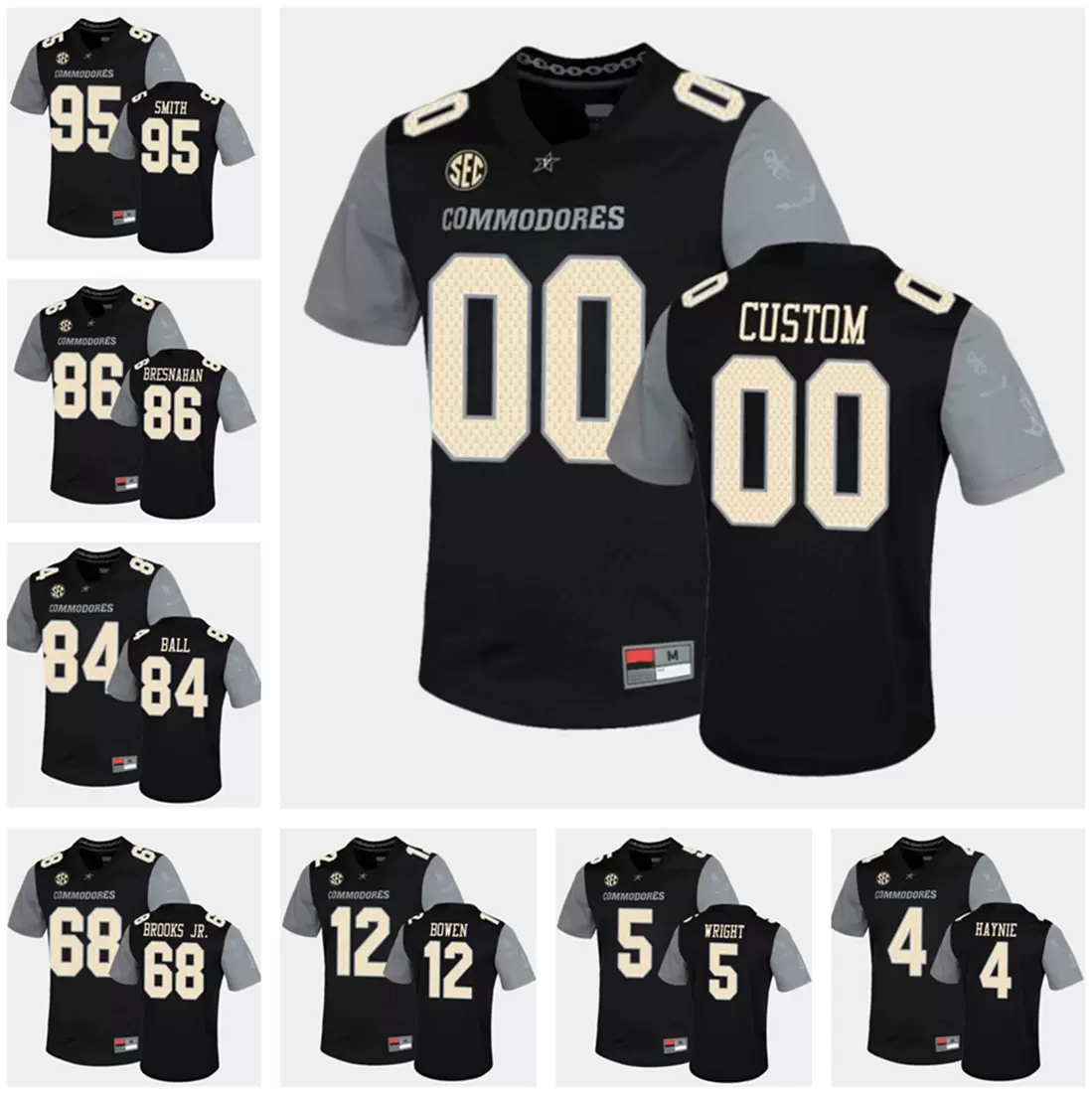 

Vanderbilt Commodores Football Jerseys 5 Mike Wright 8 Ken Seals 7 Cam Johnson 18 Jeremy Moussa 10 Gavin Schoenwald Custom Men Women Youth Jersey, Colour 1