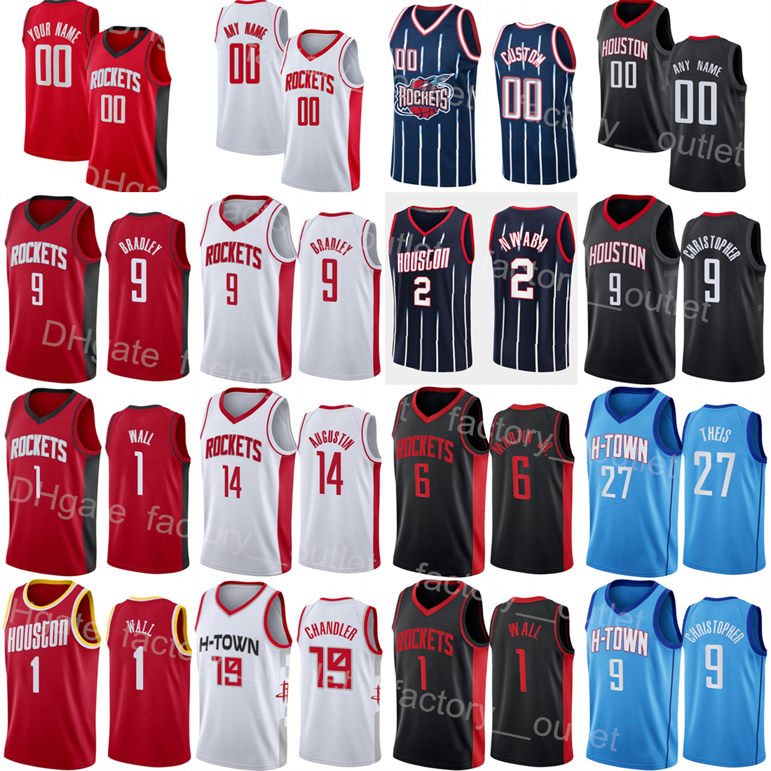 Screen Printed Basketball Dennis Schroder Jersey 17 Garrison Mathews 25 Josh Christopher 9 Kenyon Martin Jr 6 David Nwaba 2 Daniel Theis 27 John-image-765632529