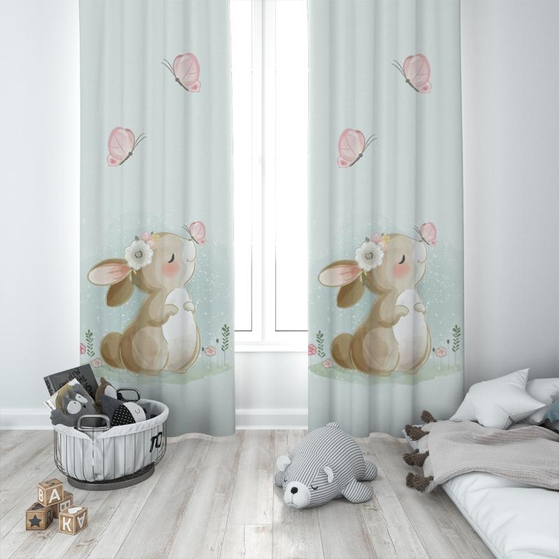 

Curtain & Drapes Cute Playing With Flower Crowned Butterflies Baby Girl Kids Room Special Design Canopy Hook Button Blackout, 65x135 cm ( 1 pcs)