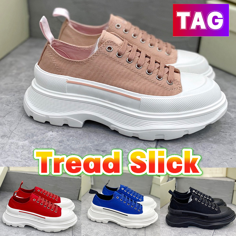 

Low Tread Slick Casual Shoes lace up women sneaker canvas platform leather rubber lace-up Woman Trainers pale pink royal red white royal triple black Trainer, No.7- shoes box
