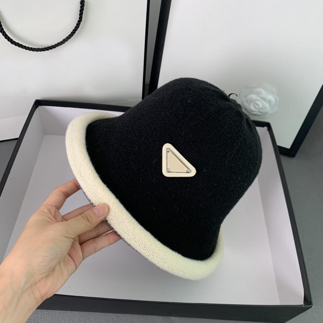 

Stingy Brim Hats Designer Women Bucket Hat Letter P Knitted Soft Pot Hat Autumn and Winter Fashion Cross-border Cap, Multi