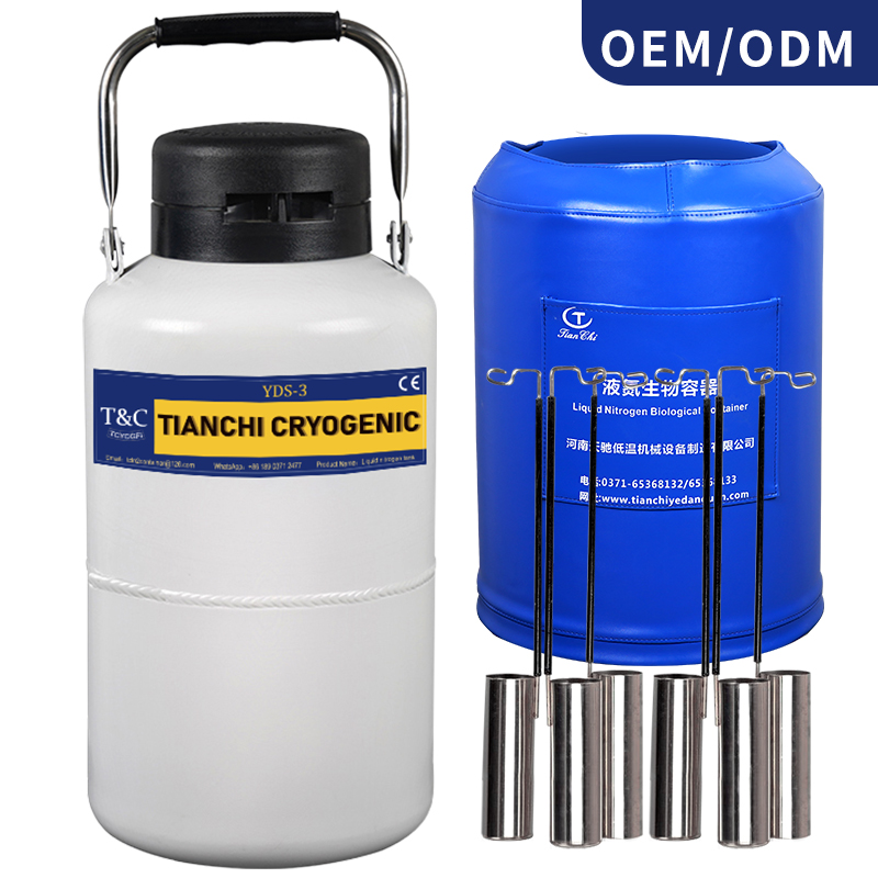 Vloeibare stikstofopslagtank 3l cryogene draagbare container 3 liter ln2 dewar kolfcilinder tianchi fabrikant