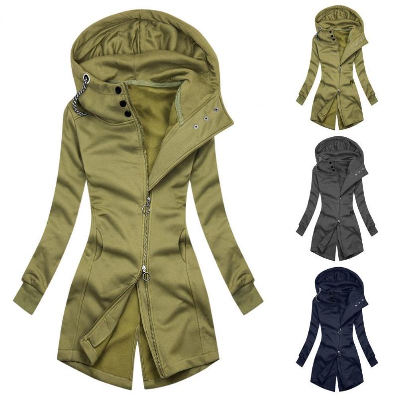 

Women' Jackets Women Coat Solid Color Hoodie Pure Asymmetrical, Green