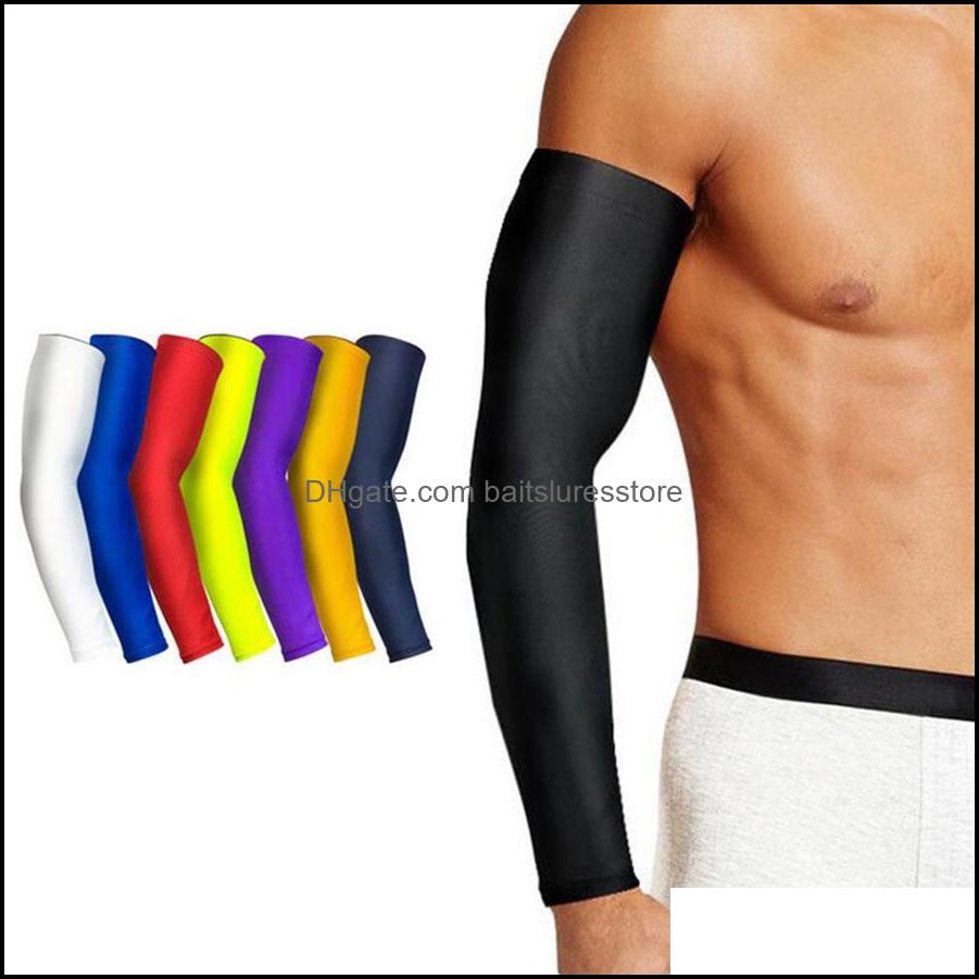 

Elbow Knee Pads Sports Safety Athletic Outdoor Accs Outdoors Men High Elastic Basketball Arm Sleeves Armband Soccer Volle Dhf8M, Blue
