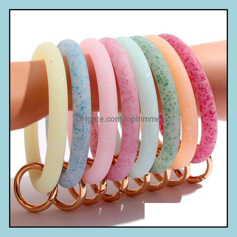 

Sile Wrist Key Ring Fashion Glitter Bracelet Sports Keychain Bracelets Bangle Round Rings Large O Cute Keyring Jewelry Drop Delivery 2021 Ac, As show