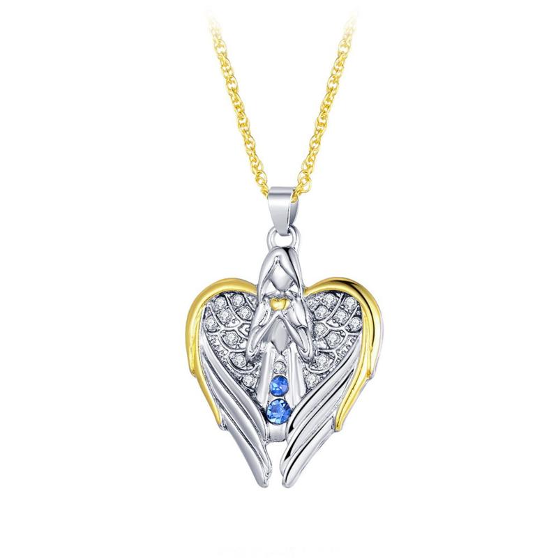 

Chains Design Ladies European And Diamond Angel Heart-shaped American Necklace Necklaces & Pendants