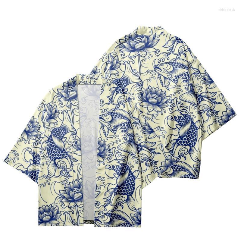 

Men's Casual Shirts Koi Style Summer Short Sleeve Kimono Shirt Unisex WearMen's Eldd22, Blue