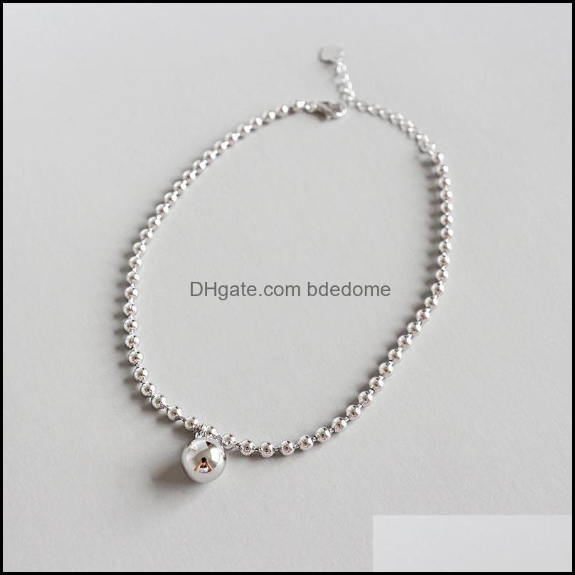 

Anklets Fashion 100% S925 Sterling Bead Ball Foot Chain Anklet Bracelet Fine Sier Woman Beach Party Gift Drop Delive Bdedome Dh7Lj