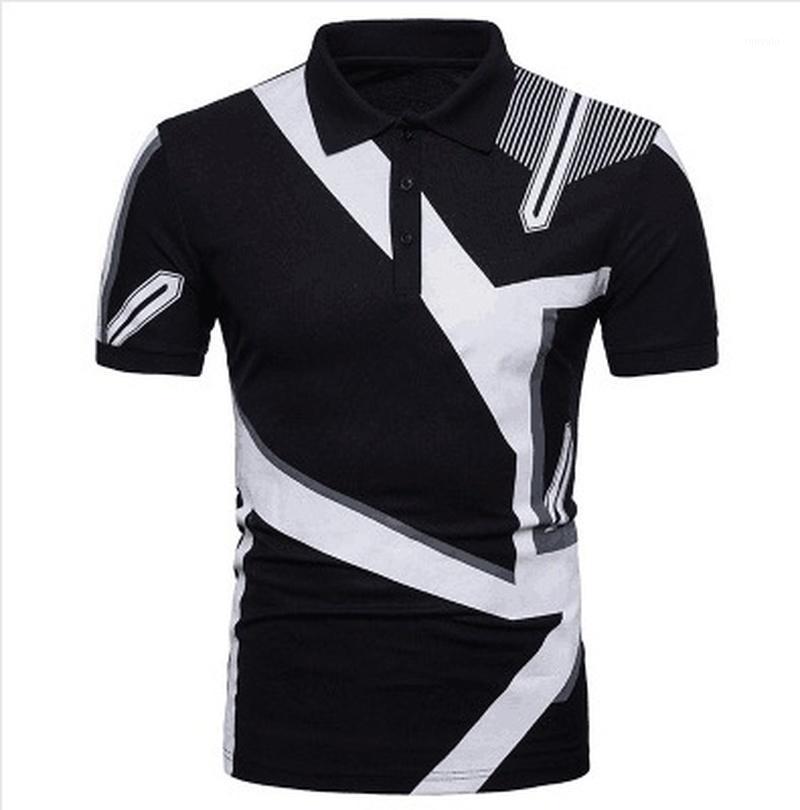 

Mens Stitching Leisure Shirts Summer Geometric Design Printed Short Sleeve Shirt Casual Cotton Slim Fit Dress Top Men, Black