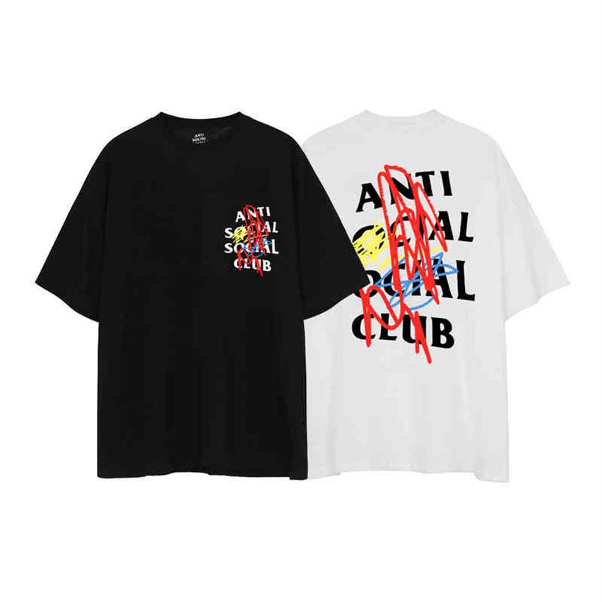 

Anti social club ASSC MMJ joint color graffiti exclusive Short Sleeve T322I, White