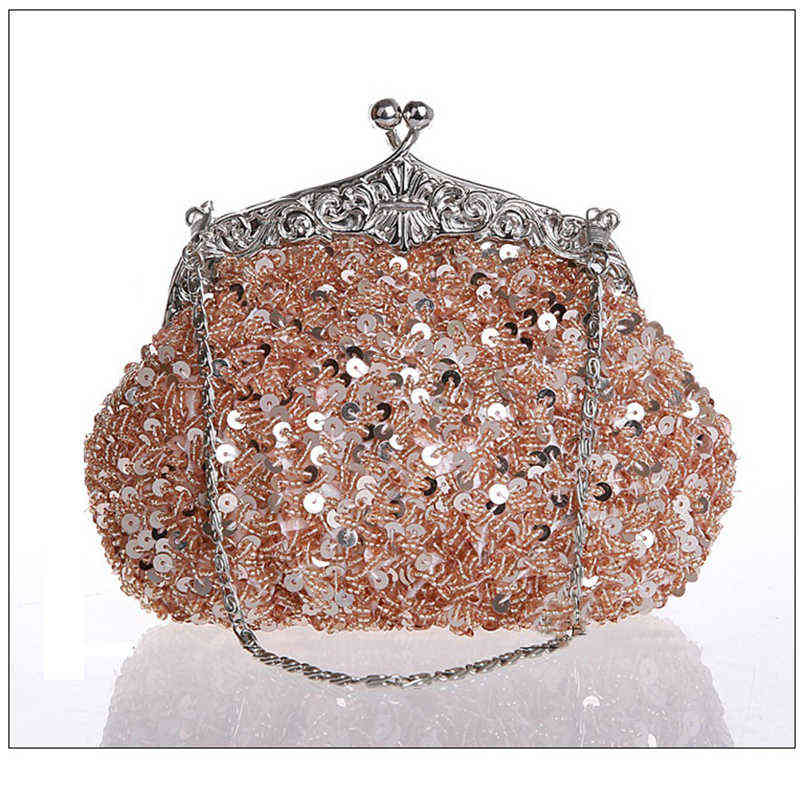 

Evening Bags 2022 Nieuwe Mode Vintage Kralen Avondtasje Geborduurde Tas Handtas Diamant Lovertjes Clutch Bruid Gratis Verzending 220418, As picture