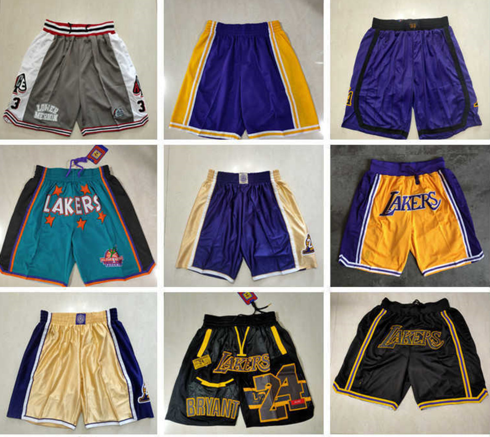 

Los Angeles''Lakers''men Throwback Basketball Shorts pocket red black, Color