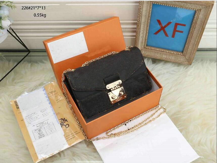 

Luxury Designer sunset bag Classic latest color women Shoulder bags chain handbag Toothpick pattern leather womens Cross body handbag 226#21cm, Brown flower/black