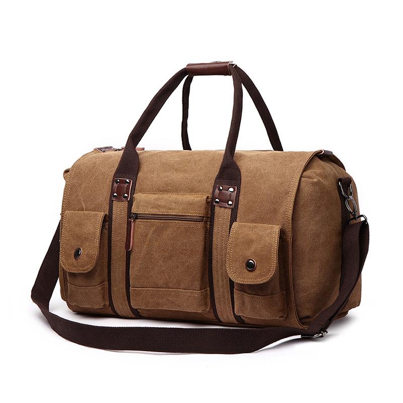 

Duffel Bags Canvas Travel Carry On Luggage Bag Men Large Capacity Handbags Multifuction Totes Weekend Blue BlackDuffel, Black