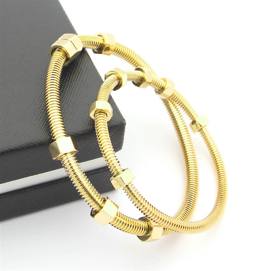 

Fashion brand 2017 the latest 6 screws bracelet titanium steel ladies male and female couple thread love bracelet&banlge for women287n