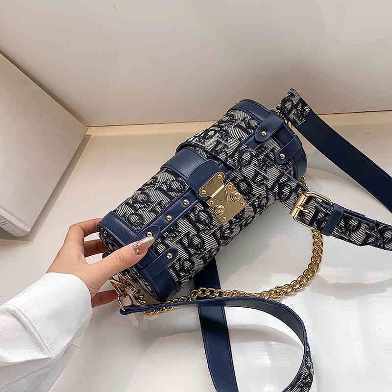 Handbags Bags Temperament Printing Chain Diagonal Bucket Versatile One Shoulder Handbag Women's Autumn and Winter Fashion