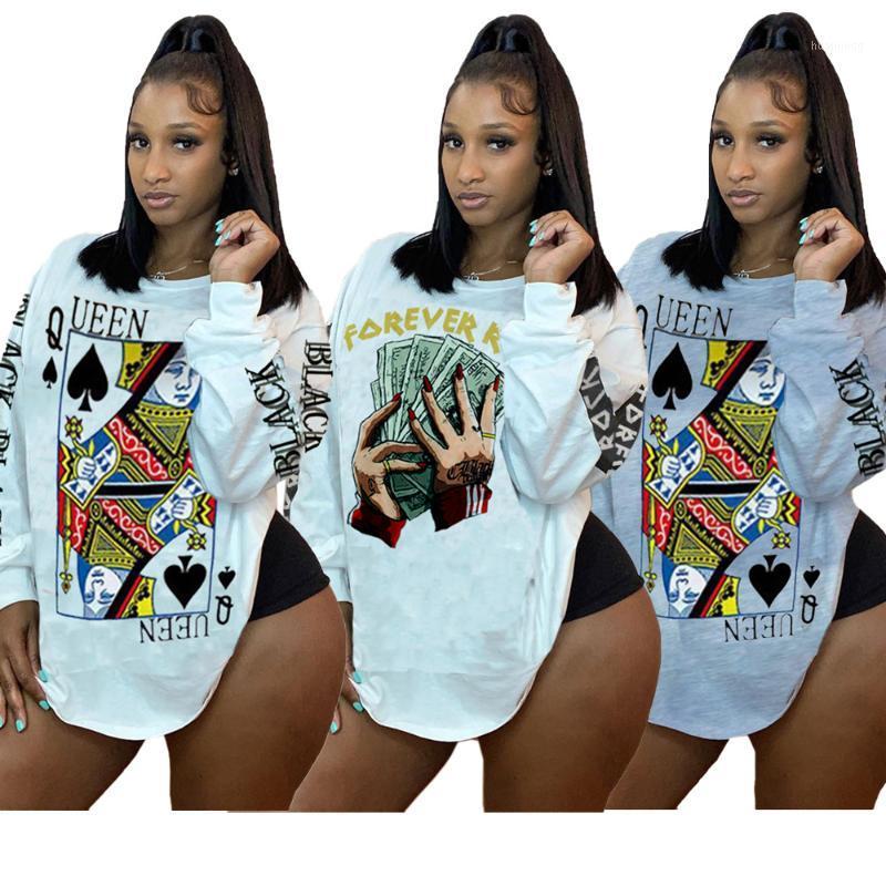

Women' Hoodies & Sweatshirts Poker Spades Q Pattern Print Long Sleeves Women Hoodie 2022 Summer Selling European And American Casual Style