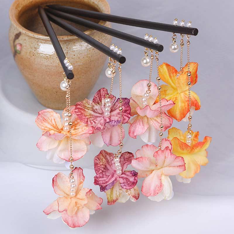 

Hair Clips & Barrettes Retro Chinese Hanfu Cheongsam Stick Classical Flower Led Lights Wood Hairpin Tassels Step Shake Handmade Ornaments