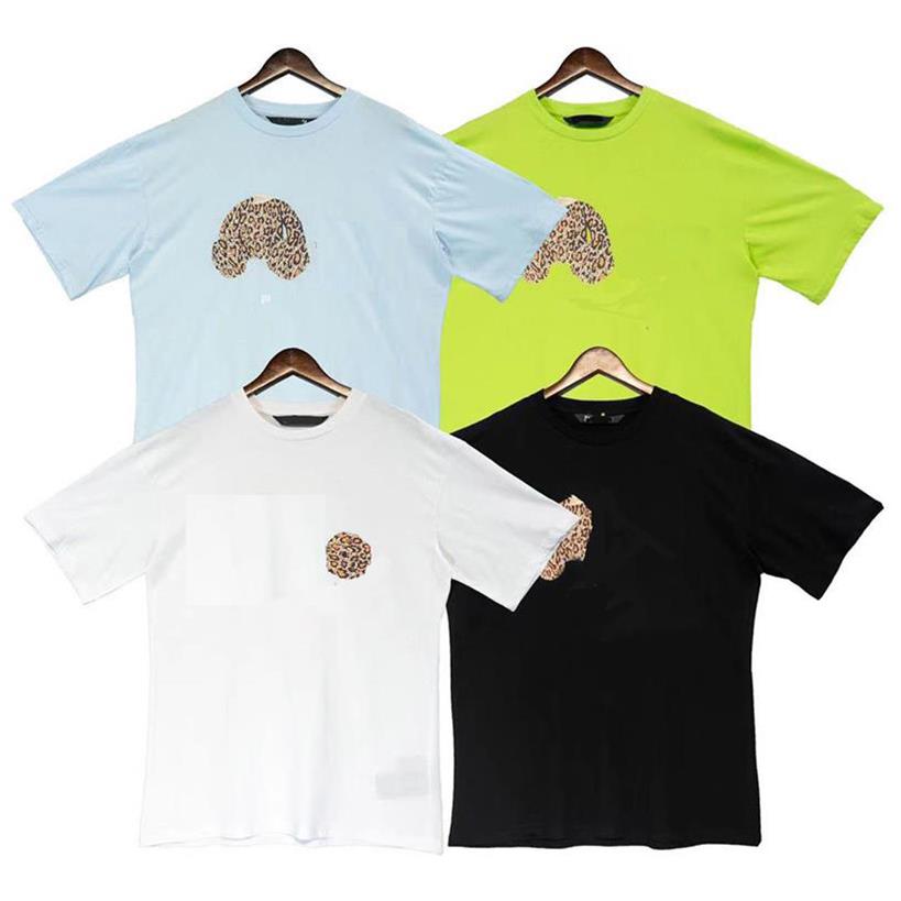 

Leopard print decapitated bear letter print short sleeve loose Joker round neck T-shirt for men and women lovers, White