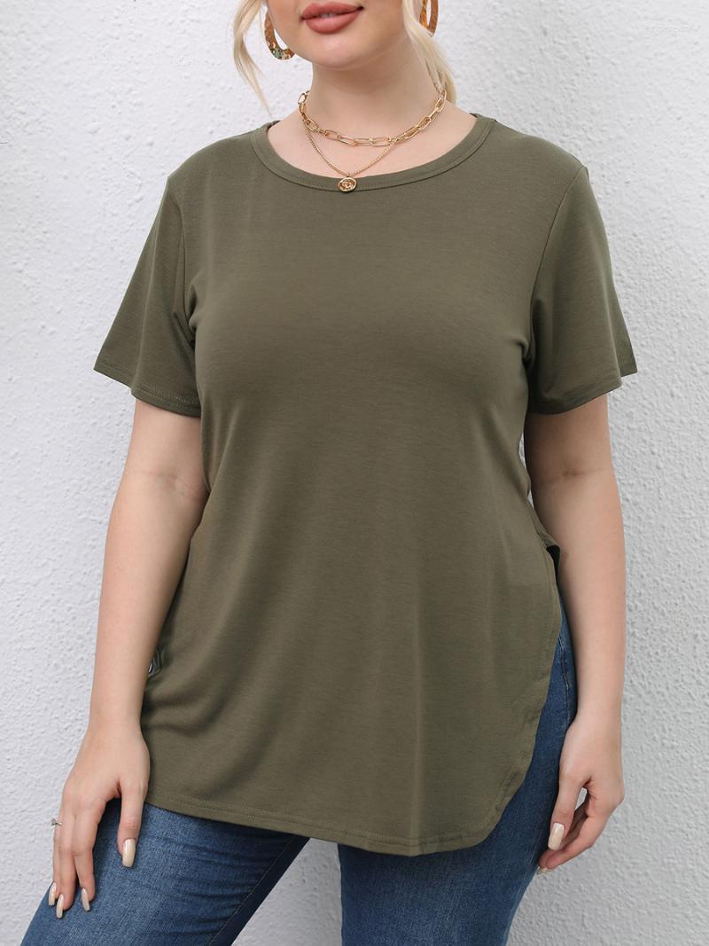 

Women's Plus Size T-Shirt Tops Blouse Women Summer Short Sleeve Side Split Elegant Tee Shirt Solid Large Ladies Tunic TopsWomen's Jasp22, Black