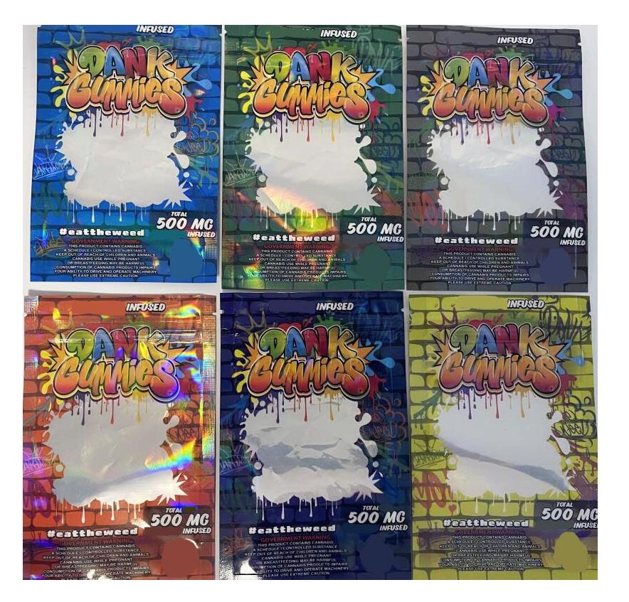 

Holographic Dank Gummies Packaging Mylar Bag 500MG Edible Stand Pouch Hologram SmellProof Bags Retail Package