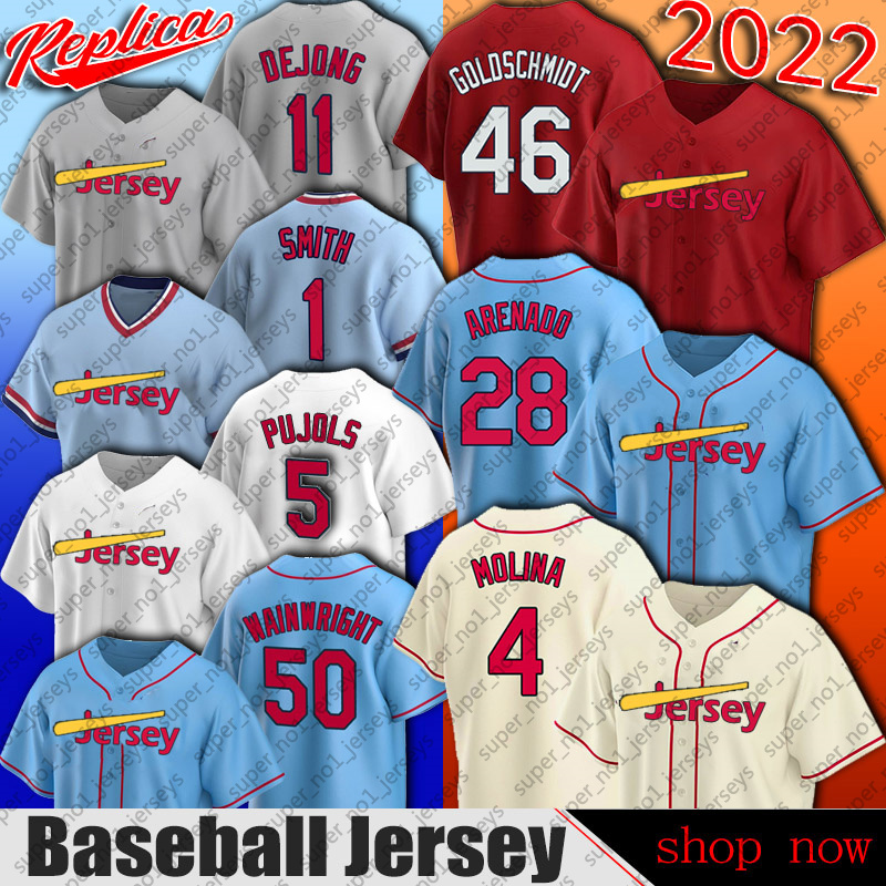 

28 Nolan Arenado 4 Yadier Molina Jersey Baseball Paul Goldschmidt DeJong Albert Pujols Jerseys Ozzie Smith Stan Musial Adam Wainwright Bader Dylan Carlson Flaherty, Woman custom jersey (hq)