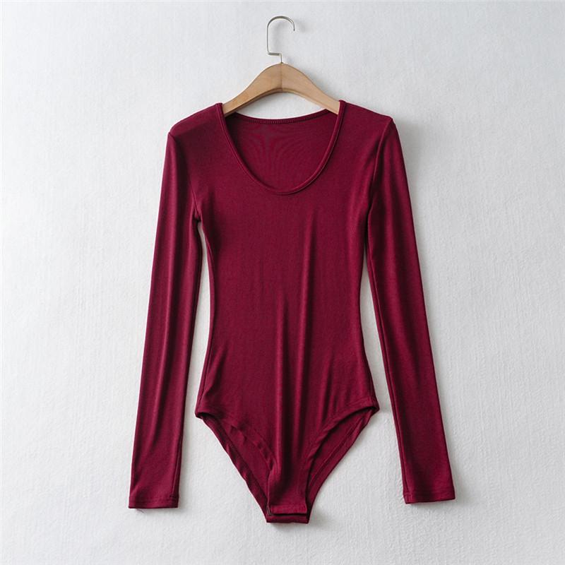 

Women's Two Piece Pants Women Rompers And Jumpsuites 2022 Solid Long Sleeve Bodycon Bodysuit O Neck Skinny Black Casual Red White Female Aut, Brown