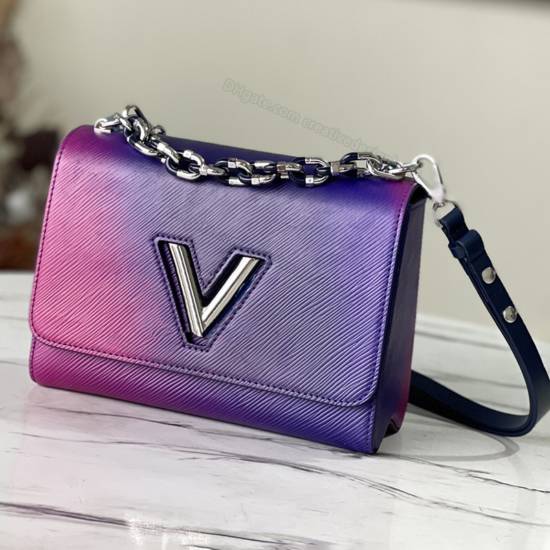 

5a Womens Shoulder Bags Gradient Pink Purple Color Summer Sun Crossbody Handbag Grain Leather Inner Bag Luxury Bag Square Fl9023379, Watermelon